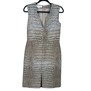 Stella McCartney Giona Croc Jacquard Dress Natural Gold Size 6